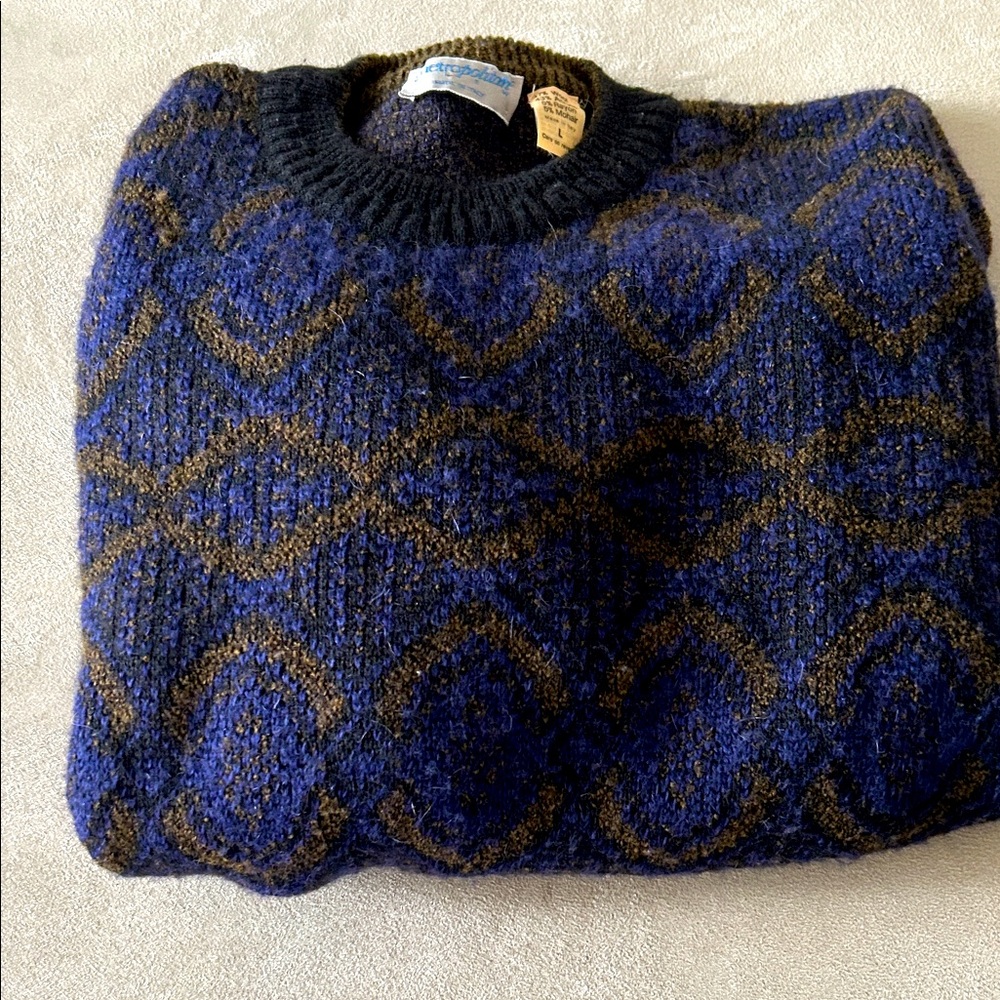 Blue and Brown Patterned Sweater